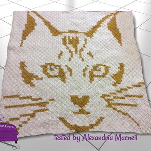 Cat Face Small Afghan C2C Crochet Pattern, Written Row by Row, Color Counts, Instant Download, C2C Graph, C2C Pattern, Graphgan Pattern