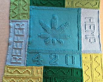 Marijuana Afghan, Bobble Crochet Pattern, Graph and Written Row by Row Included