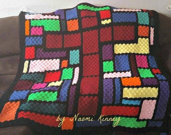 Stained Glass Cross Afghan C2C Crochet Pattern, Graph and Written Row by Row Included