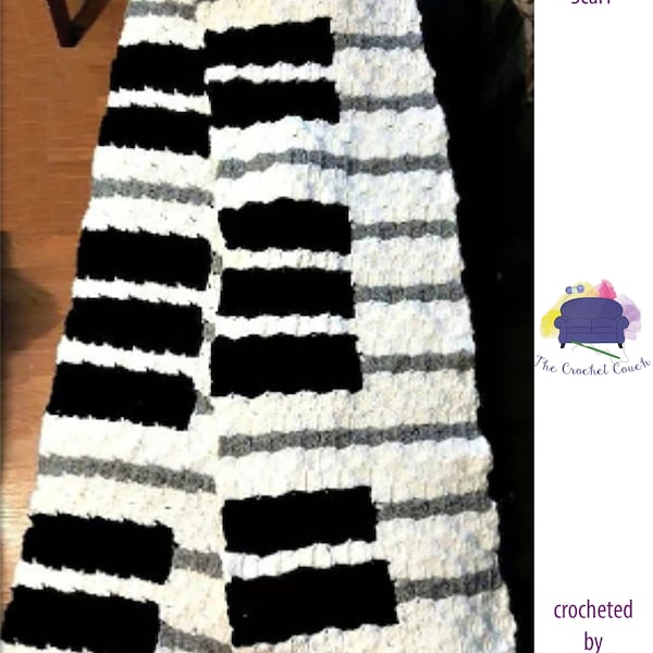 Piano Scarf C2C Crochet Pattern, Written Row Counts, C2C Graphs, Corner to Corner, Crochet Pattern, C2C Graph