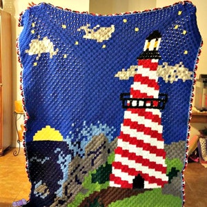 Lighthouse Afghan C2C Crochet Pattern, Written Row Counts, C2C Graphs, Corner to Corner, Crochet Pattern, C2C Graph