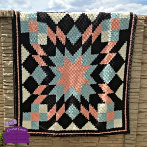 Starburst Quilt Afghan C2C Crochet Pattern, Written Row by Row, Color Counts, Instant Download, C2C Graph, C2C Pattern, Graphgan Pattern