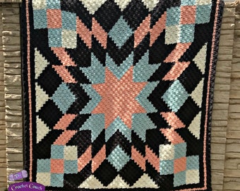 Starburst Quilt Afghan C2C Crochet Pattern, Written Row by Row, Color Counts, Instant Download, C2C Graph, C2C Pattern, Graphgan Pattern