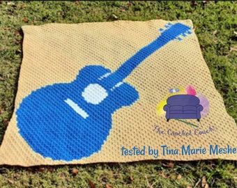 Guitar Simple Afghan C2C Crochet Pattern, Written Row by Row, Color Counts, Instant Download, C2C Graph, C2C Pattern, C2C Crochet, Graphgan