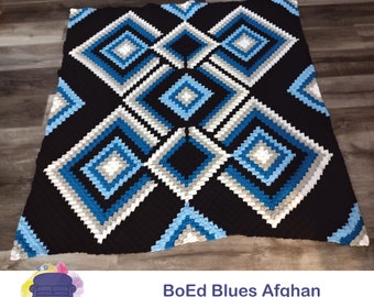 BoEd Blues Blanket C2C Crochet Pattern, Written Row Counts, C2C Graphs, Corner to Corner, Crochet Pattern, C2C Graph