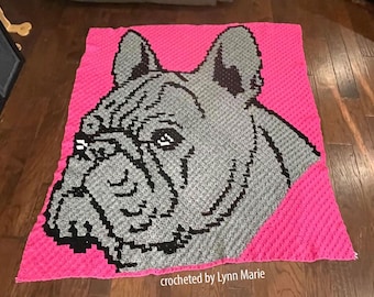 French Bulldog Afghan, C2C Crochet Pattern