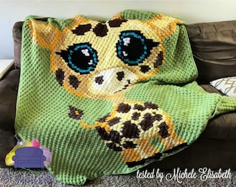 Baby Giraffe Afghan C2C Crochet Pattern, Written Row Counts, C2C Graphs, Corner to Corner, Crochet Pattern, C2C Graph