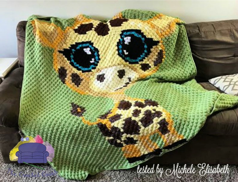 Baby Giraffe Afghan C2C Crochet Pattern, Written Row Counts, C2C Graphs, Corner to Corner, Crochet Pattern, C2C Graph image 1