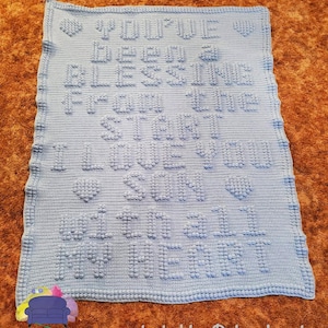 Son is a Blessing Afghan, Bobble Crochet Pattern, Graph and Written Row by Row Included