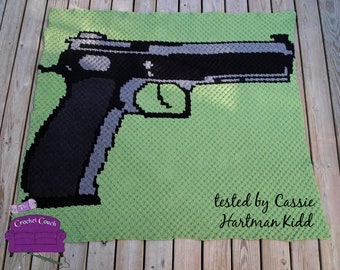 Pistol Afghan C2C Crochet Pattern, Written Row by Row, Color Counts, Instant Download, C2C Graph, C2C Pattern, Graphgan