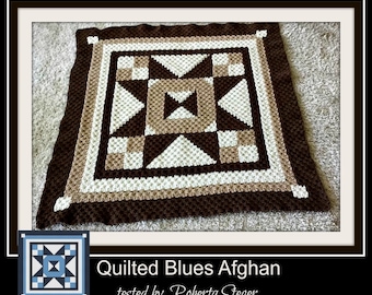 Quilted Blues Afghan C2C Crochet Pattern, Written Row Counts, C2C Graphs, Corner to Corner, Crochet Pattern, C2C Graph