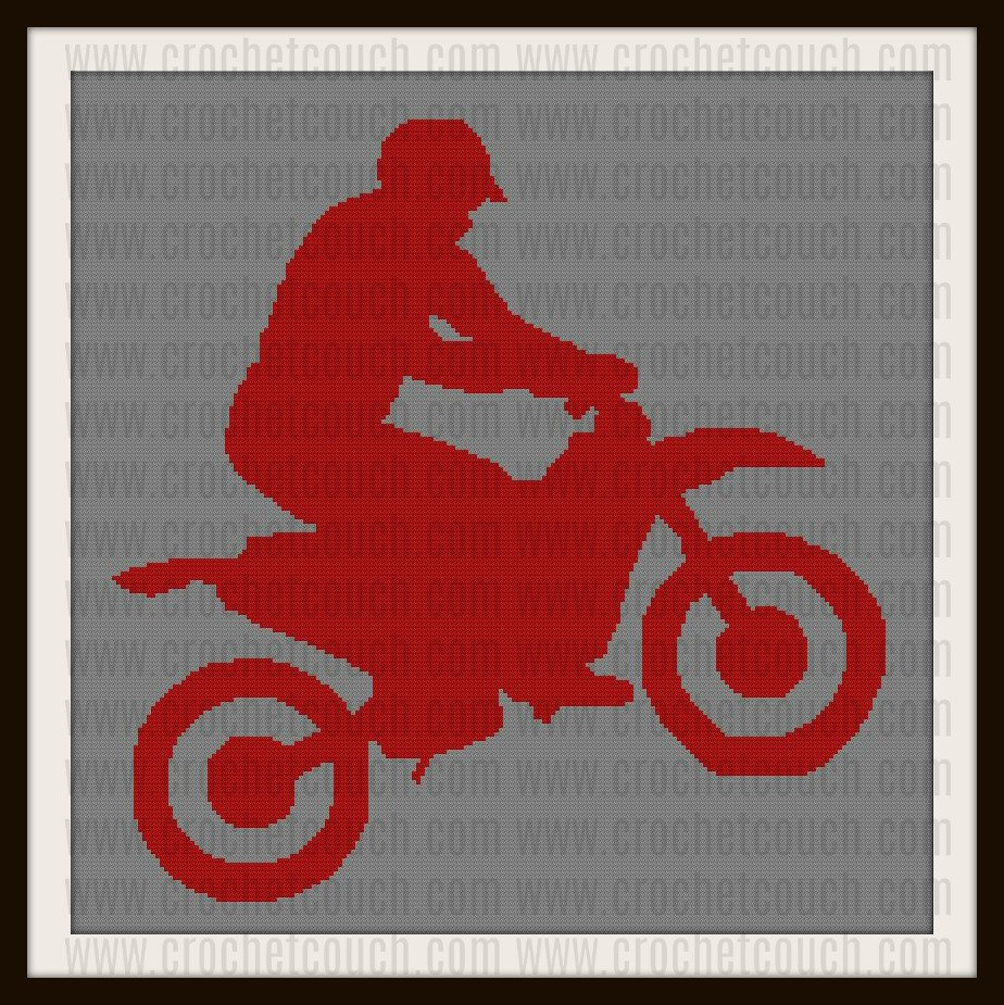 Dirt Bike Crochet Pattern, SC Graph, TSS Graph, Word Chart, Dirt Bike