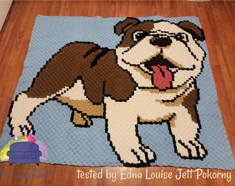 English Bulldog Blanket C2C Crochet Pattern, Written Row Counts, C2C Graphs, Corner to Corner, Crochet Pattern, C2C Graph