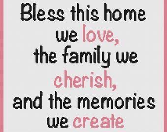 Bless This Home Afghan SC / TSS Crochet Pattern, Written Row Counts for single crochet and tunisian simple stitch