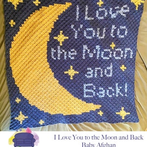 Moon and Back Afghan C2C Crochet Pattern, Graph and Written Row by Row Included