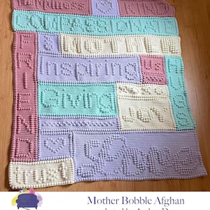 Mother Afghan, Bobble Crochet Pattern, Graph and Written Row by Row Included