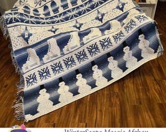 WinterScape Afghan, Overlay Mosaic Crochet Pattern, Graph and Written Row by Row Included