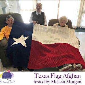 Texas Flag Afghan C2C Crochet Pattern, Graph and Written Row by Row Included