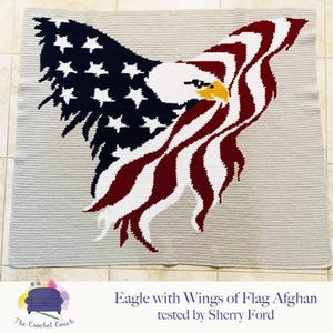 Eagle with Wings of Flag Afghan, SC or TSS Graph, Written Rows (PDF)