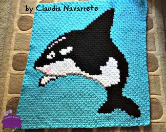 Orca Whale Baby Blanket, C2C Crochet Pattern, Written Row Counts, C2C Graphs, Corner to Corner, Crochet Pattern, C2C Graph