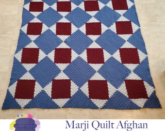 Marji Quilt Blanket, C2C Crochet Pattern, Written Row Counts, C2C Graphs, Corner to Corner, Crochet Pattern, C2C Graph