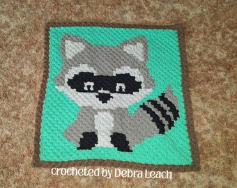 Woodland Babies Raccoon Afghan C2C Crochet Pattern, Graph and Written Row by Row Included