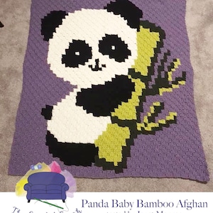 Panda Bamboo Baby Afghan C2C Crochet Pattern, Graph and Written Row by Row Included image 3