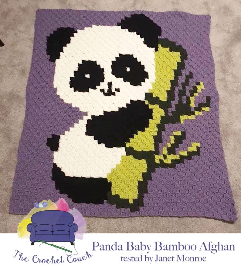 Panda Bamboo Baby Afghan C2C Crochet Pattern, Graph and Written Row by Row Included image 3