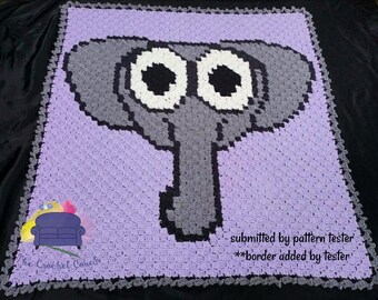 Elephant Baby Afghan, C2C Crochet Pattern, Written Row by Row, Color Counts, Instant Download, C2C Graph, C2C Pattern, C2C Crochet, Graphgan