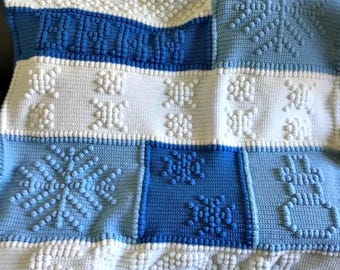 Let It Snow Afghan, Bobble Crochet Pattern, Graph and Written Row by Row Included
