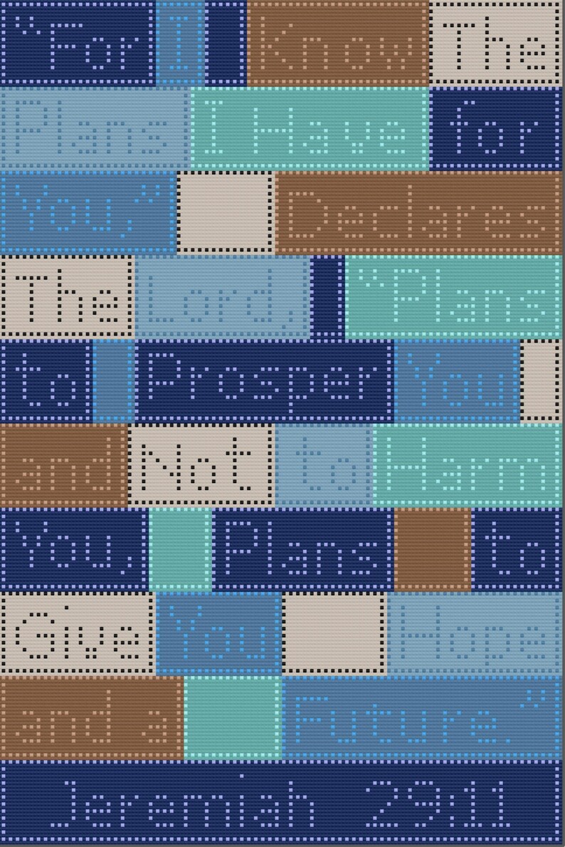 Jeremiah 29:11 Afghan, Bobble Crochet Pattern, Graph and Written Row by Row Included image 3