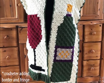 Wine Lovers Scarf C2C Crochet Pattern, Written Row Counts, C2C Graphs, Corner to Corner, Crochet Pattern, C2C Graph