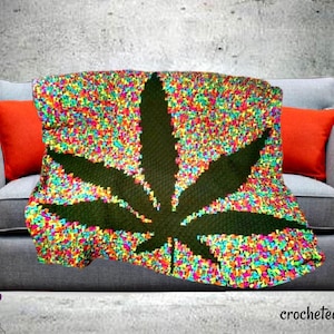 Marijuana Leaf Afghan C2C Crochet Pattern, Graph and Written Row by Row Included