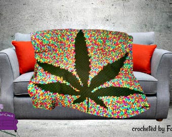 Marijuana Leaf Afghan C2C Crochet Pattern, Graph and Written Row by Row Included