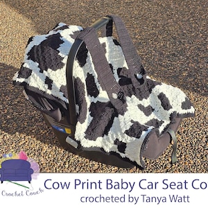 Cow Print Baby Car Seat Cover C2C Crochet Pattern, Written Row Counts, C2C Graphs, Corner to Corner, Crochet Pattern, C2C Graph