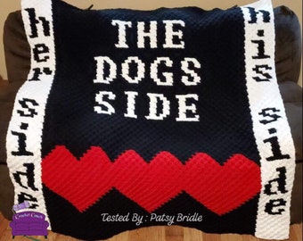 Dogs Side Afghan Her Side, His Side, C2C Crochet Pattern, Written Row by Row, Color Counts, Instant Download, C2C Graph, C2C Pattern, C2C