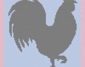 Rooster Baby Afghan SC / TSS Crochet Pattern, Written Row Counts for single crochet and tunisian simple stitch