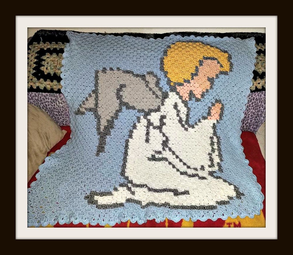 Angel Praying Afghan C2C Crochet Pattern Written Row by Row Etsy
