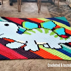 Baby Dinosaur Kids Afghan, C2C Crochet Pattern, Written Row by Row, Color Counts, Instant Download, C2C Graph C2C Pattern, Corner to Corner