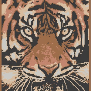 Tiger Head Afghan SC / TSS Crochet Pattern, Written Row Counts for single crochet and tunisian simple stitch