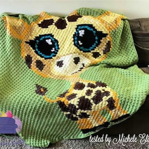 Baby Giraffe Afghan, C2C Crochet Pattern, Graph and Written Row by Row Included