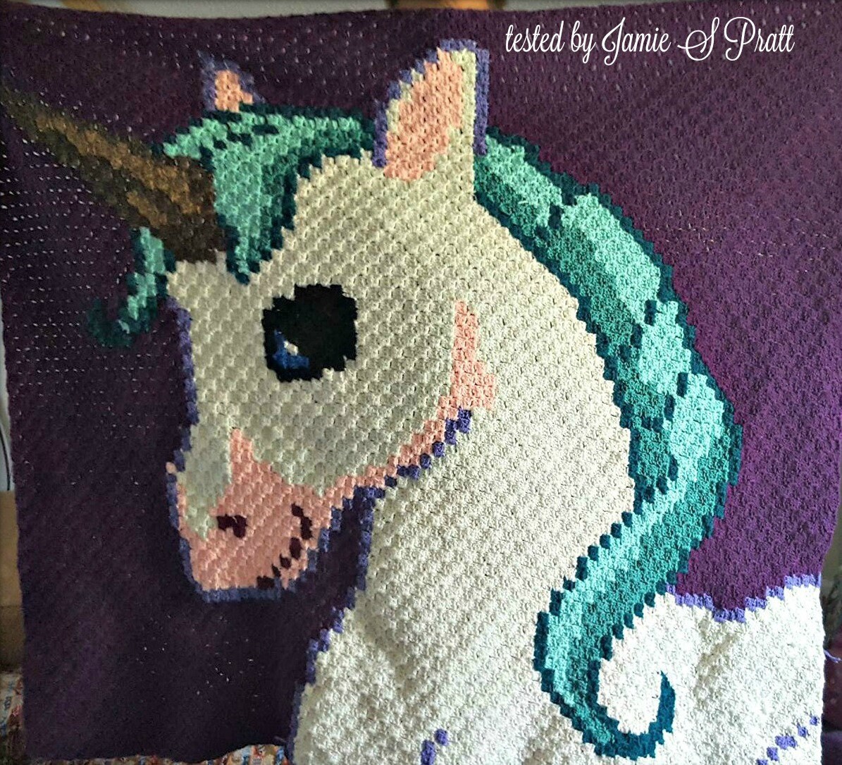Unicorn Kids Afghan C2C Crochet Pattern, Written Row by Row Counts, C2C