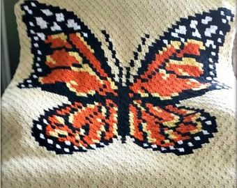 Monarch Butterfly Afghan, C2C Crochet Pattern, Written Row Counts, C2C Graphs, Corner to Corner Crochet Pattern, C2C Graph