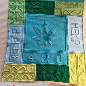 Marijuana Afghan Bobble Stitch Crochet Pattern, Graph and Written row by row pattern for Bobble Stitch