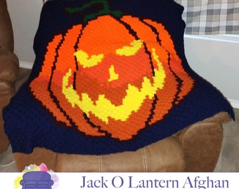 Jack O Lantern Afghan C2C Crochet Pattern, Written Row Counts, C2C Graphs, Corner to Corner, Crochet Pattern, C2C Graph