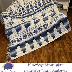 WinterScape Afghan Mosaic Crochet Pattern, Written Row by Row,  Instant Download, Overlay Mosaic,  Crochet Pattern, Crochet Couch