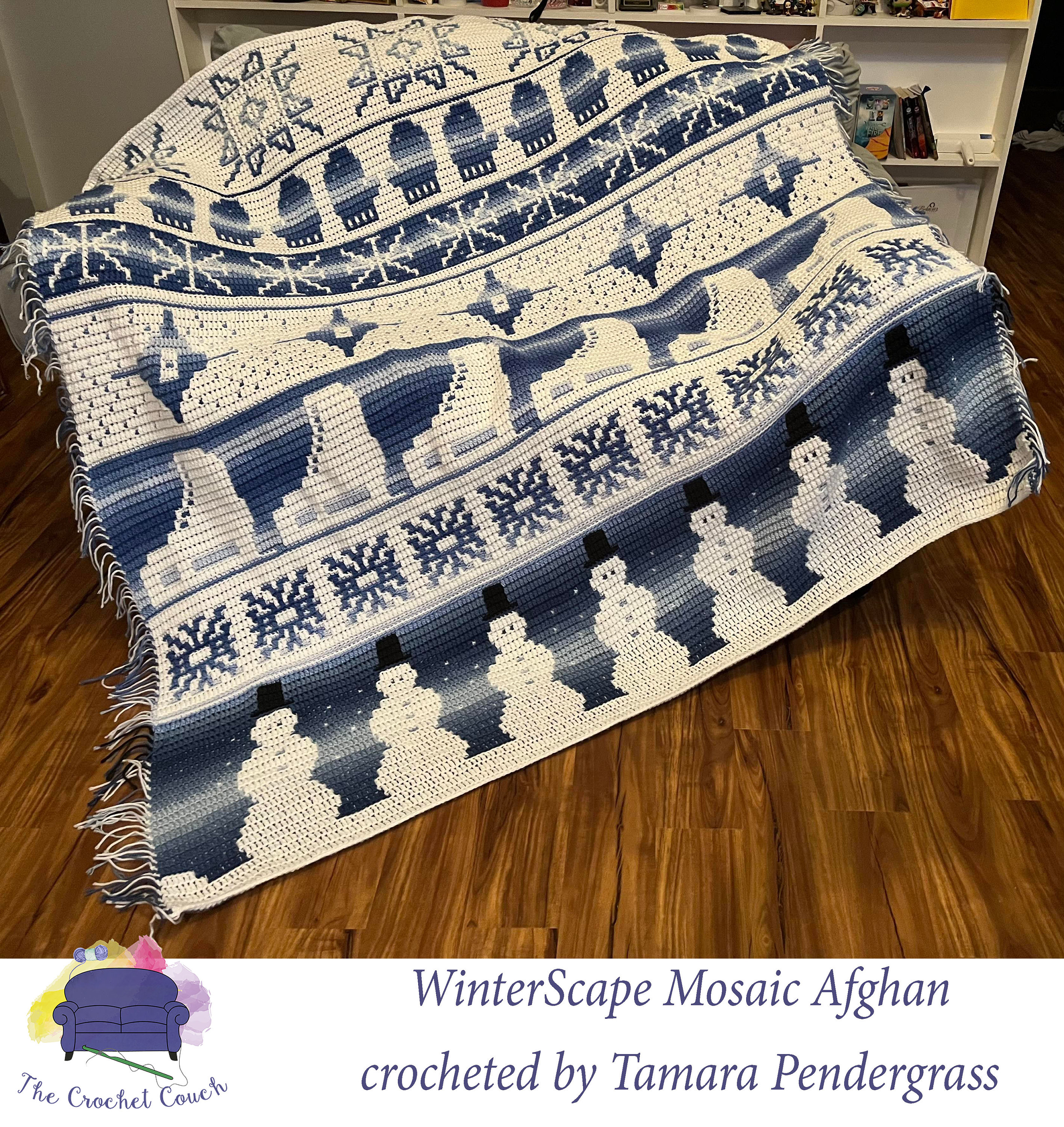 Winterscape Afghan Mosaic Crochet Pattern Written Row by