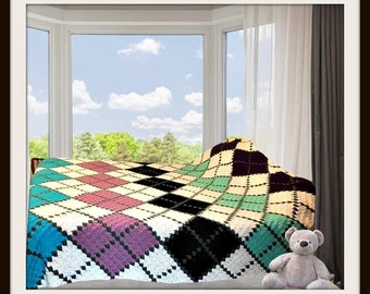 Argyle Afghan C2C Crochet Pattern, Written Row Counts, C2C Graphs, Corner to Corner, Crochet Pattern, C2C Graph