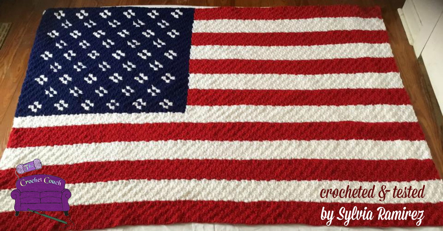 USA Flag Afghan, C2C Crochet Pattern, Written Row Counts, C2C Graphs