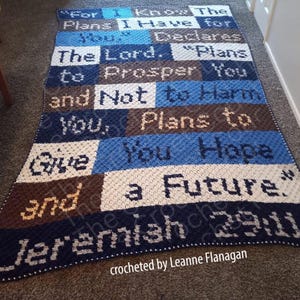 Jeremiah 29:11 Afghan C2C Crochet Pattern, Written Row Counts, C2C Graphs, Corner to Corner, Crochet Pattern, C2C Graph